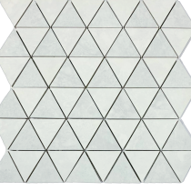 2 x 2 Ecoceramic triangle shape polished blanco and perla mixed  porcelain mosaic 