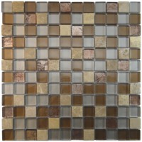 MA28-LS  1" SQUARE GLASS MOSAIC AND MARBLE BLEND