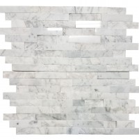 MA257-SP  5/8 White Carrara Strips split face without space polished & matt mixed