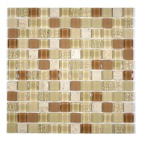 MA03-LS  1" SQUARE GLASS AND STONE MOSAIC BLEND