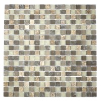 MA16-S  5/8" SQUARE GLASS AND STONE CRACKLE MOSAIC