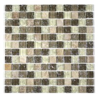 MA17-LS  1" SQUARE GLASS AND STONE CRACKLE MOSAIC