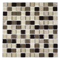 MA34-LS  1" SQUARE GLASS AND STONE MOSAIC BLEND