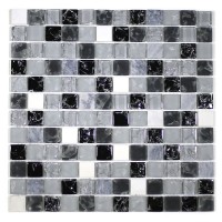 MA14-LS  1" SQUARE GLASS CRACKLE AND MARBLE MOSAIC BLEND