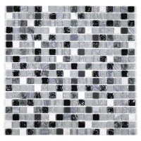 MA14-S  5/8" SQUARE GLASS CRACKLE AND MARBLE MOSAIC BLEND