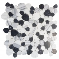MA246-PB HONED Pebbles Carrara white, Negro marquina, Cloud Grey 