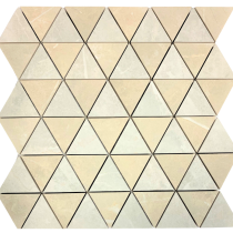 2 x 2 Ecoceramic Verdi triangle shape polished blanco and  beige mixed  porcelain mosaic 