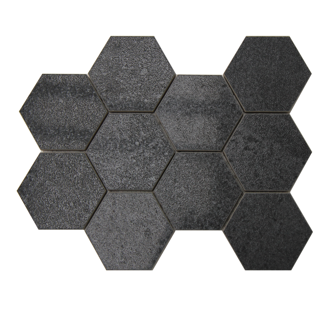 4 x 4 Galaxy Graphito Lappato Finished Hexagon Porcelain Mosaic