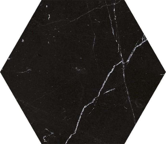 10 x 10 Marquina porcelain matte finished Hexagon