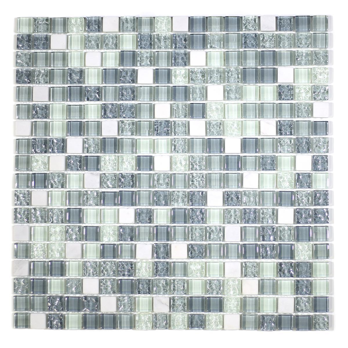 MA04-S  5/8" SQUARE GLASS AND MARBLE MOSAIC BLEND