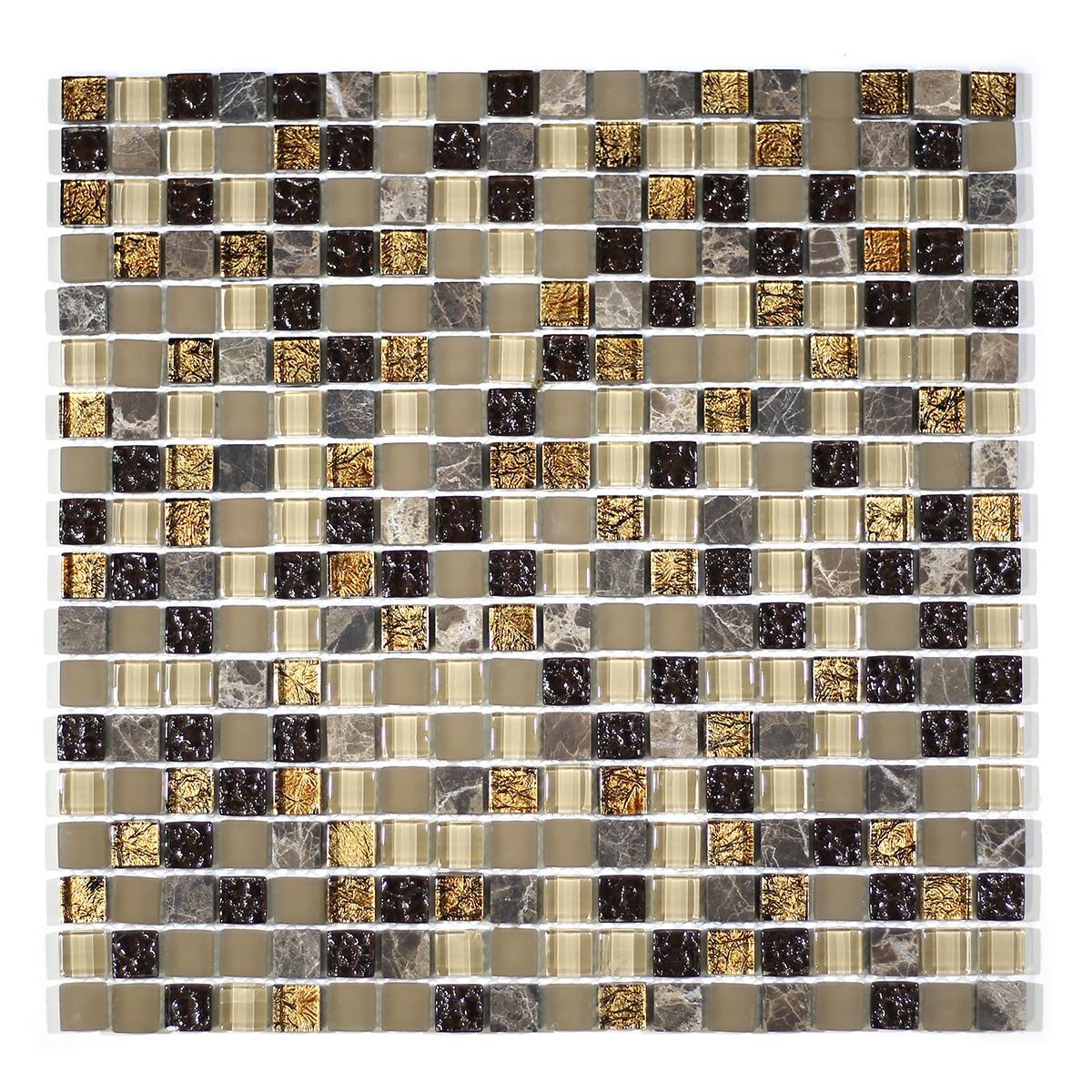 MA18-S  5/8" SQUARE GLASS MOSAIC AND MARBLE BLEND