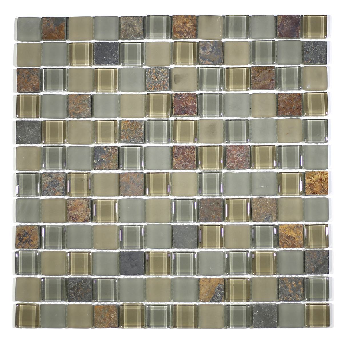 MA19-LS  1" SQUARE GLASS AND STONE MOSAIC BLEND