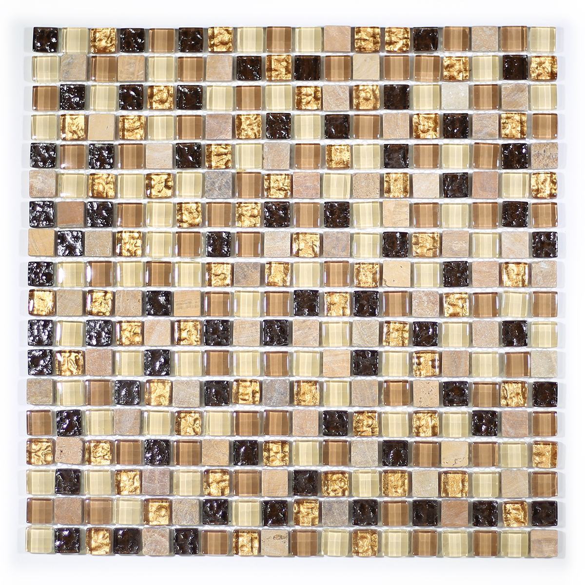 MA07-S  5/8" SQUARE GLASS AND MARBLE MOSAIC BLEND