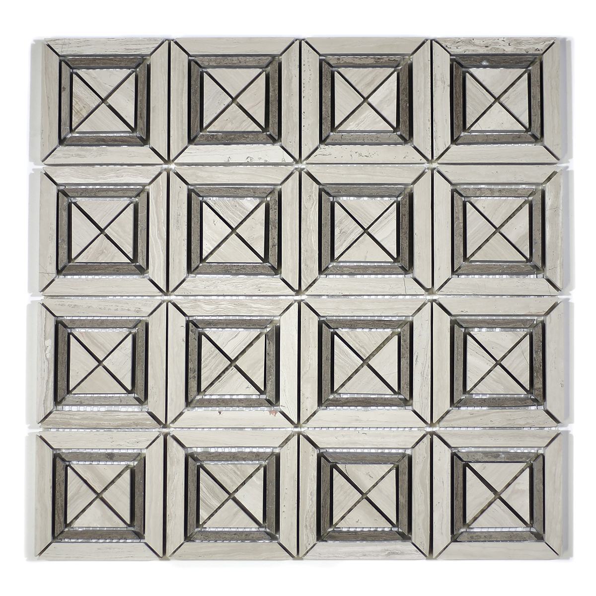 MA222-SQ  Wooden white Squares with space polished