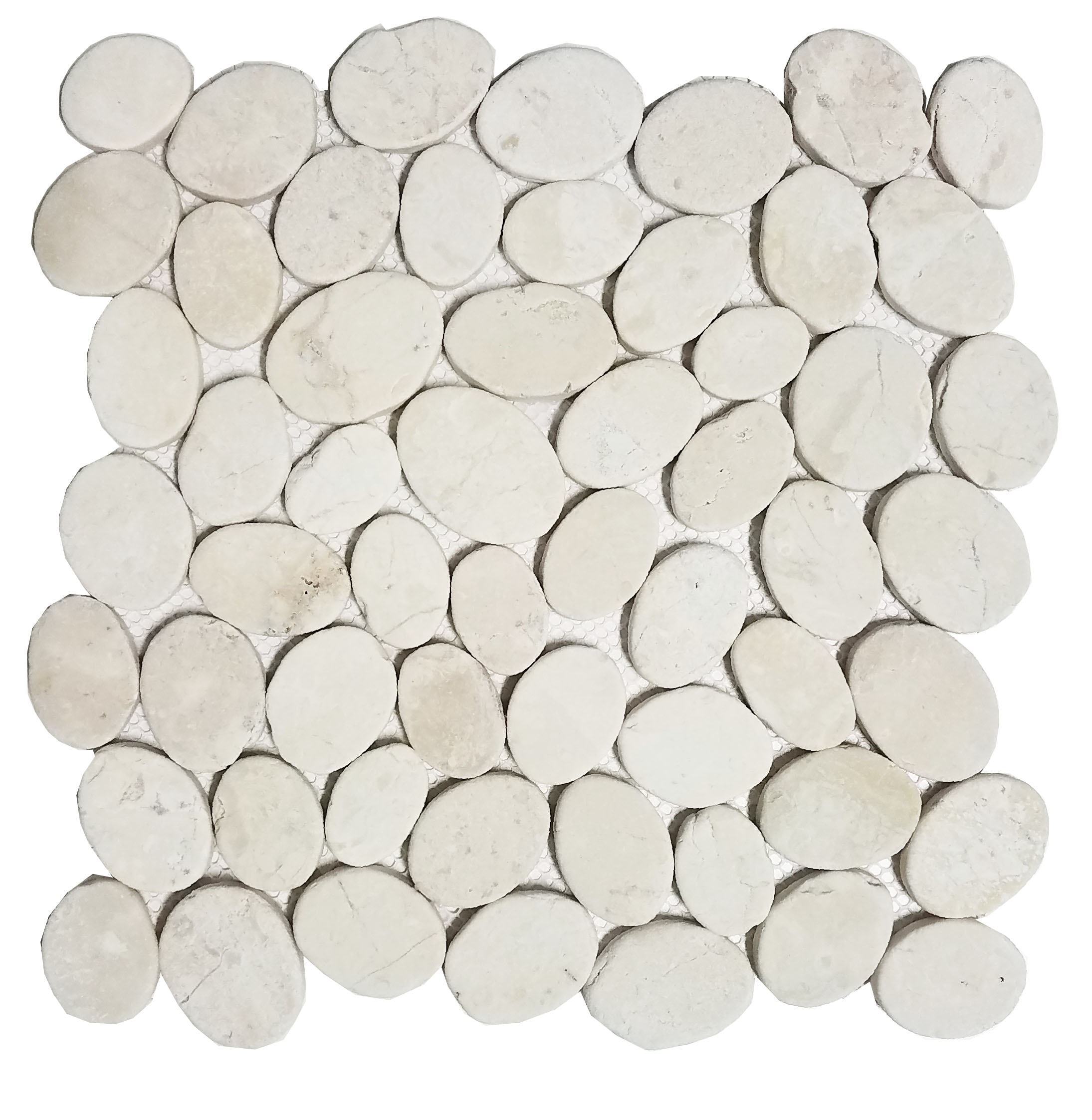 COIN MARBLE TILE OFF-WHITE TUMBLED STONE PEBBLES